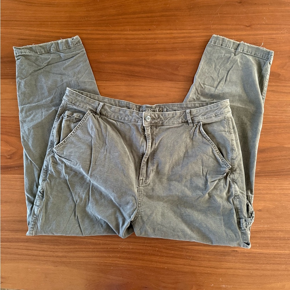 American Eagle Outfitters Olive High Rise Boyfriend Pants